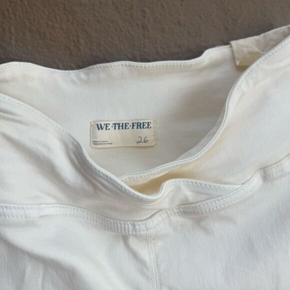 NWT Free People Venice Beach Cream Elastic Waist Flare Wide Leg Jeans Size 26 - Picture 3 of 14